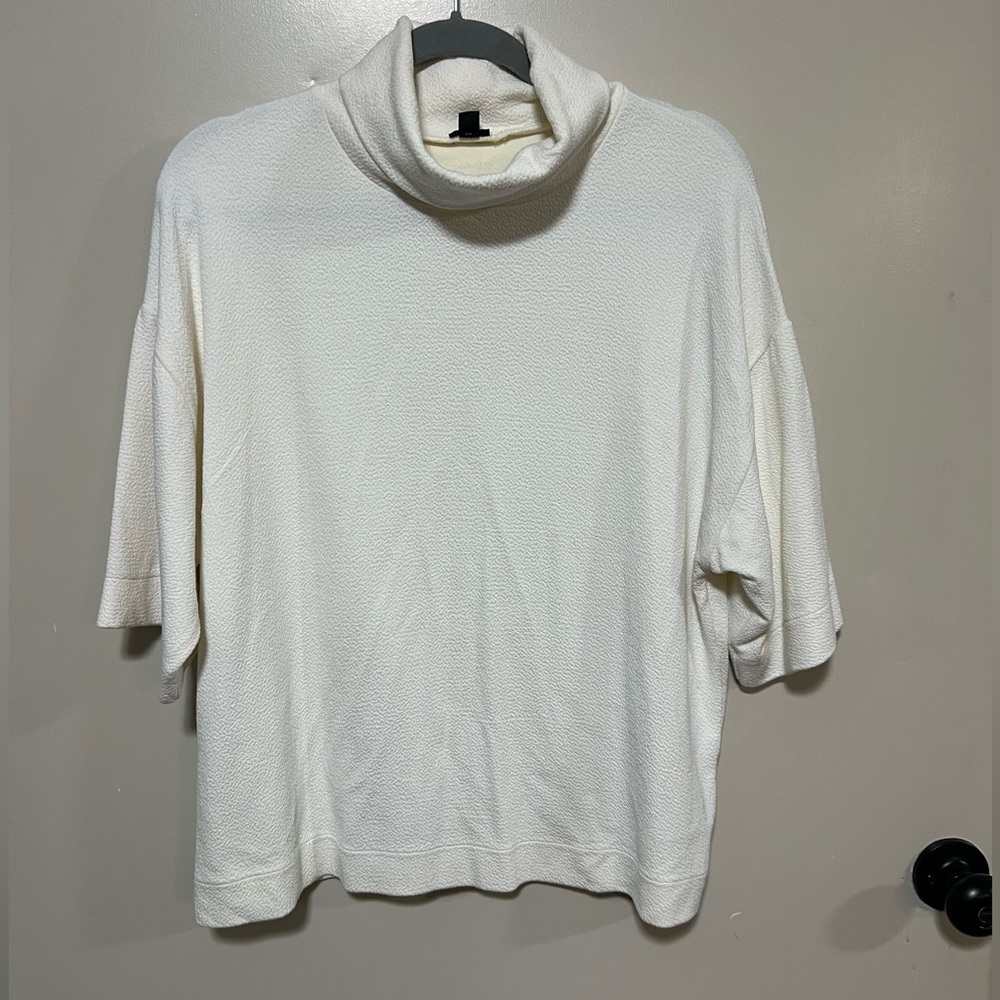 J.Crew 365 Textured Crepe Drop-Sleeve Turtleneck Top - cream size L